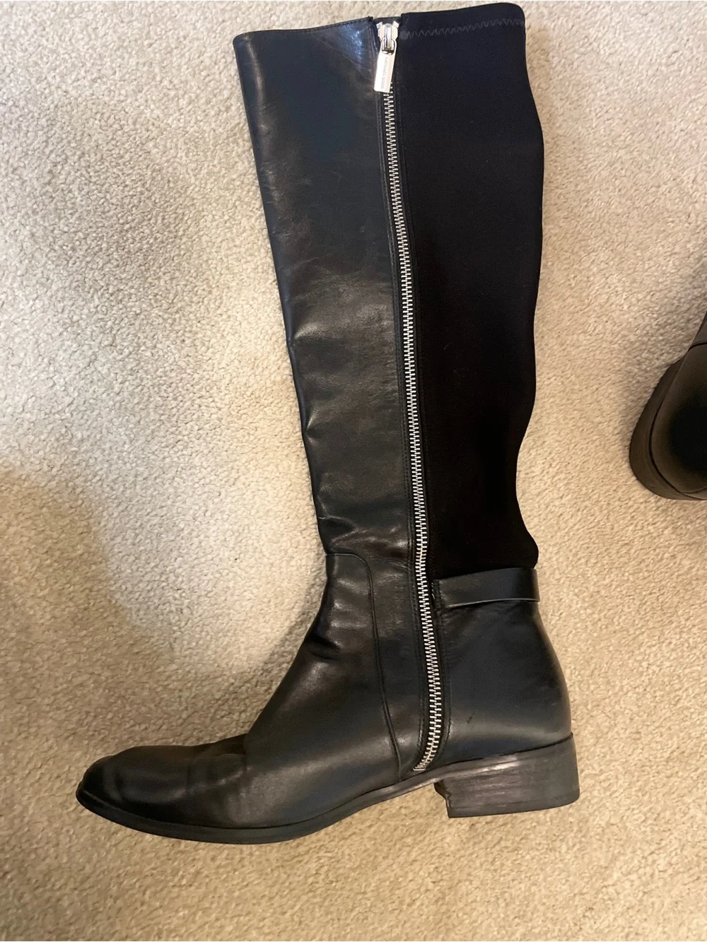 Michael Kors Black Leather Boots with MK Charm